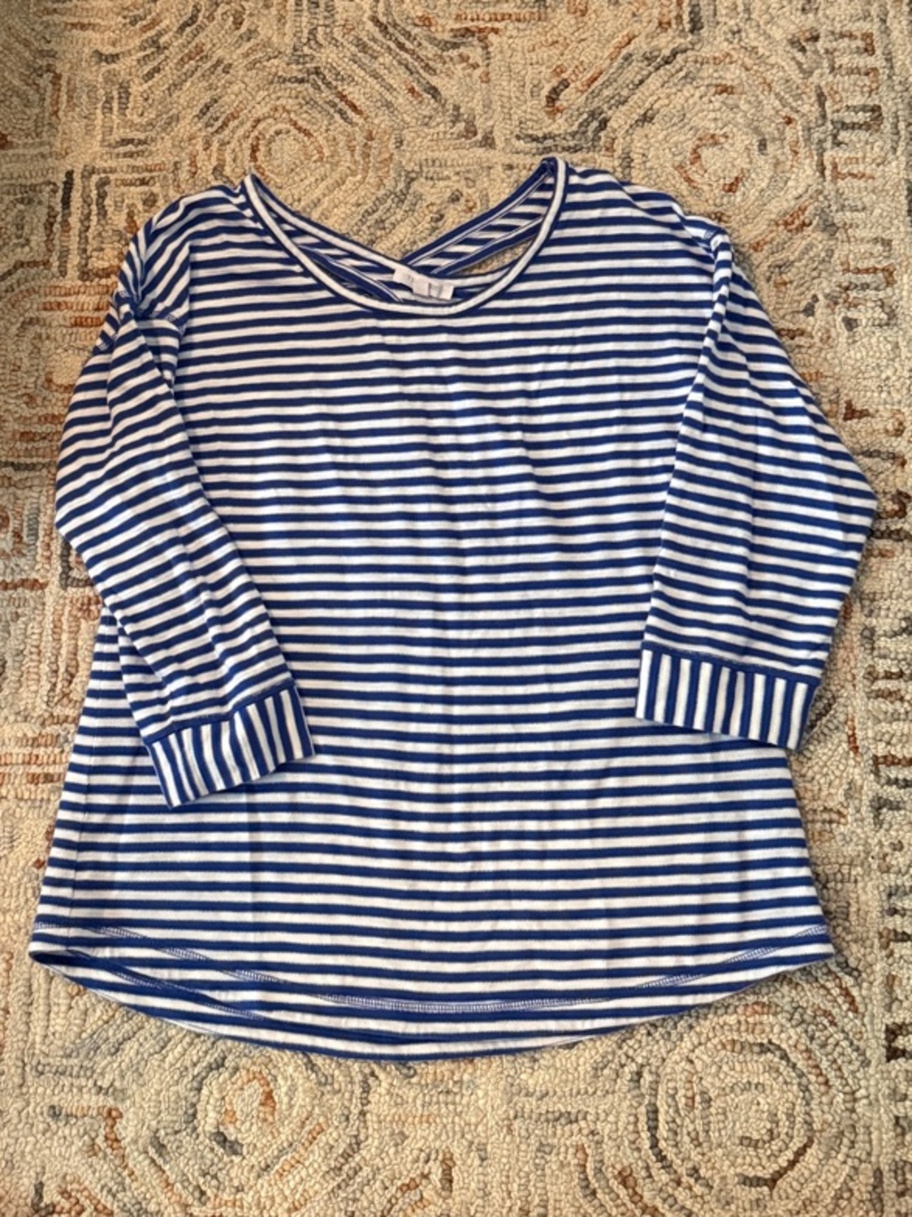 Talbots Blue & White Striped Long Sleeve Tee